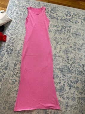 Pink Sleeveless Knit Maxi Dress